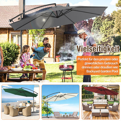 Hengda Sonnenschirm 300/350 cm mit Kurbelvorrichtung, Ampelschirm UV-Schutz, Gartenschirm