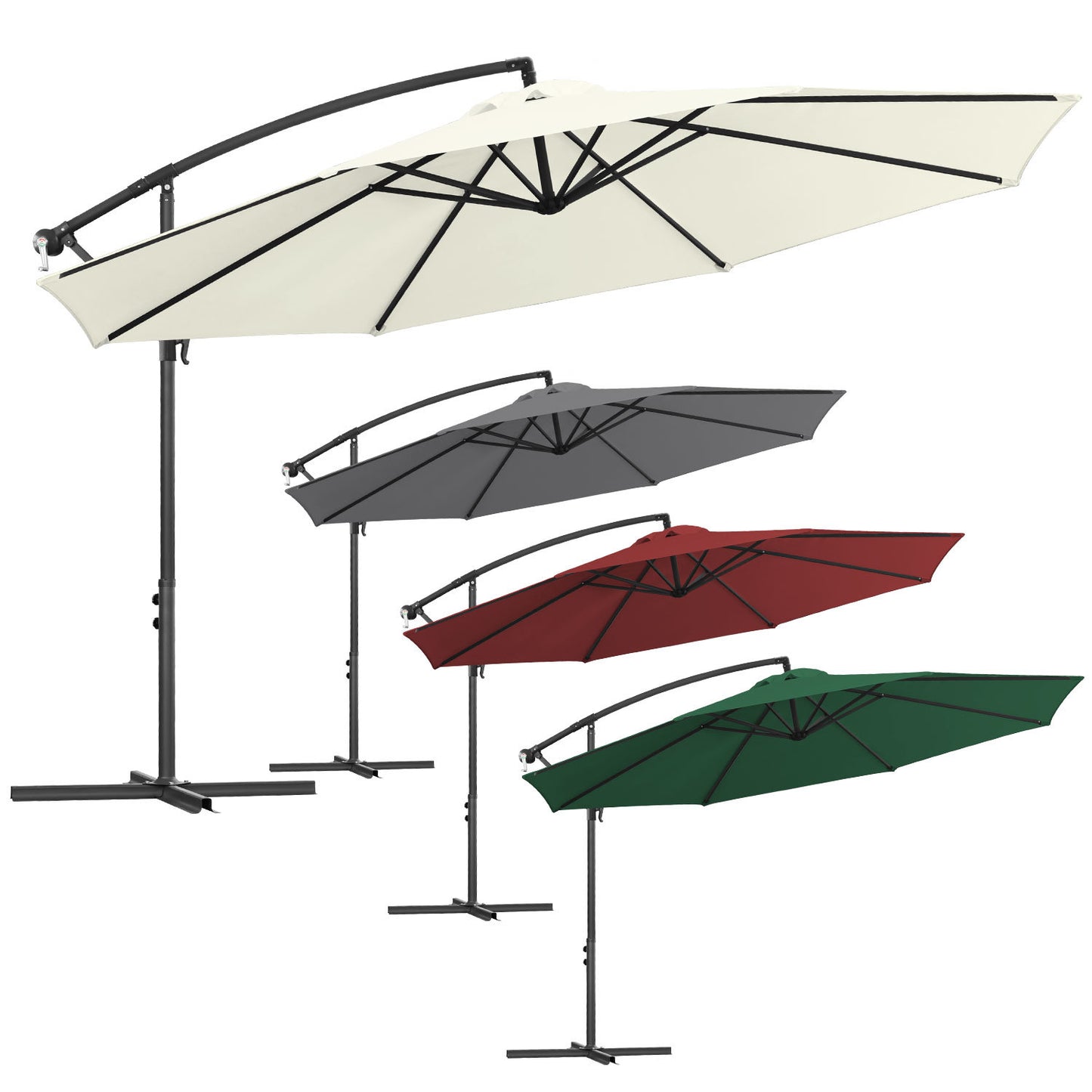 Hengda Sonnenschirm 300/350 cm mit Kurbelvorrichtung, Ampelschirm UV-Schutz, Gartenschirm