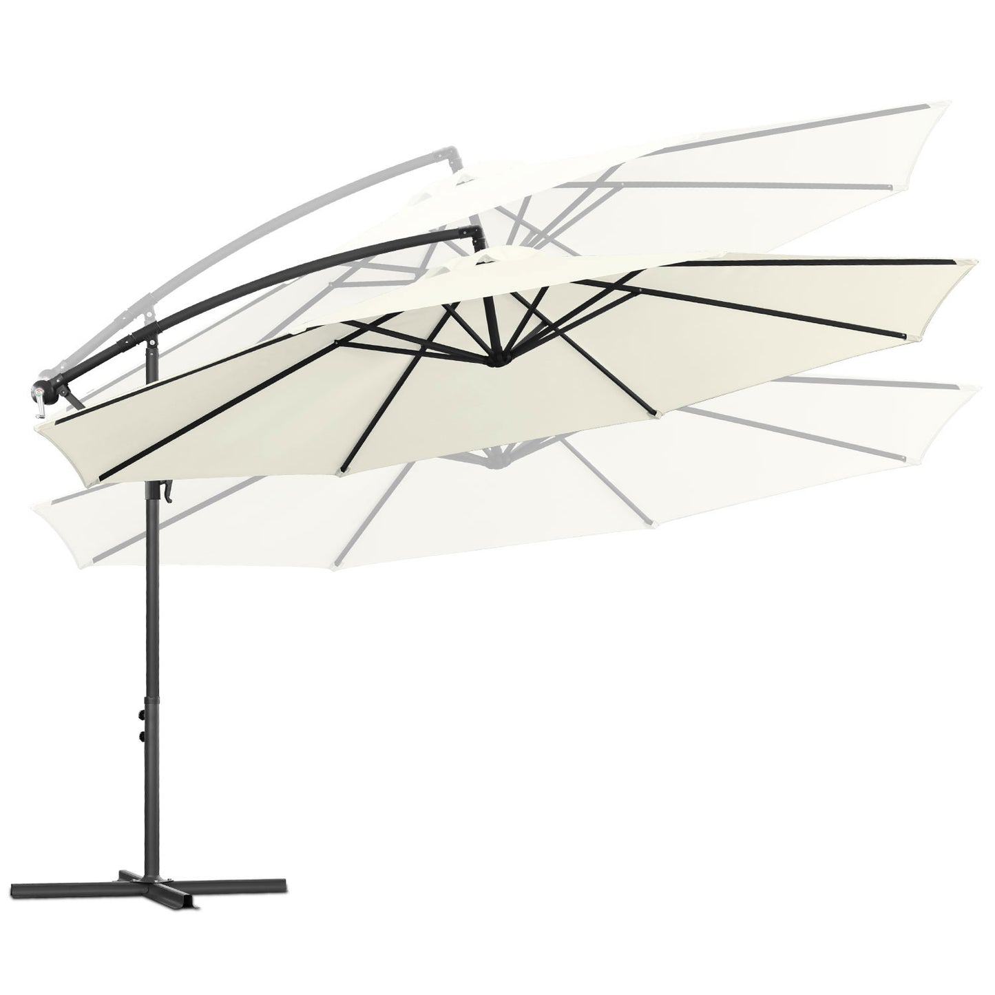 Hengda Sonnenschirm 300/350 cm mit Kurbelvorrichtung, Ampelschirm UV-Schutz, Gartenschirm