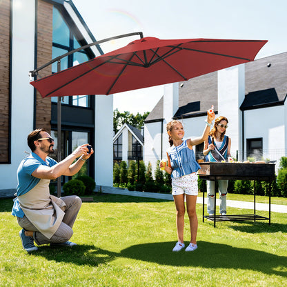 Hengda Sonnenschirm 300/350 cm mit Kurbelvorrichtung, Ampelschirm UV-Schutz, Gartenschirm