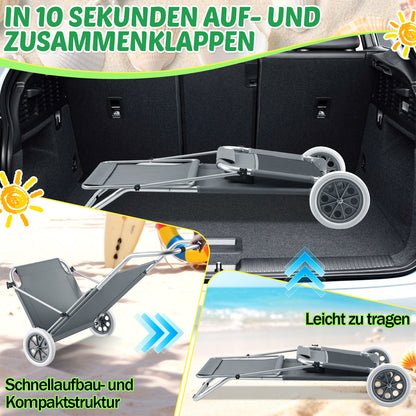 Hengda 2X Sonnenliege Klappbar, Strandliege mit Dach Rollen