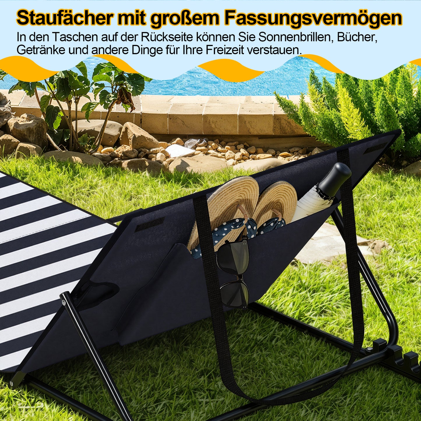Hengda Strandmatte faltbar, 158 cm Strandliege Gepolstert