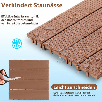 Hengda 30x30cm PP Terrassenfliesen, Kunststoff-Bodenbelag