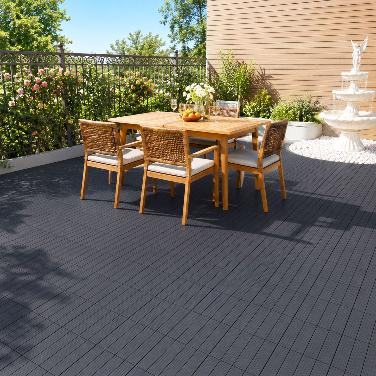 Hengda 30x30cm PP Terrassenfliesen, Kunststoff-Bodenbelag
