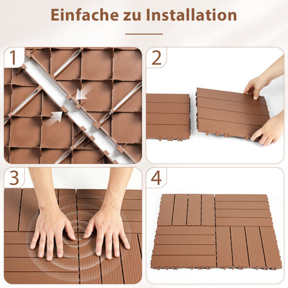 Hengda 30x30cm PP Terrassenfliesen, Kunststoff-Bodenbelag