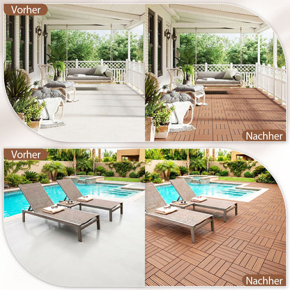 Hengda 30x30cm PP Terrassenfliesen, Kunststoff-Bodenbelag