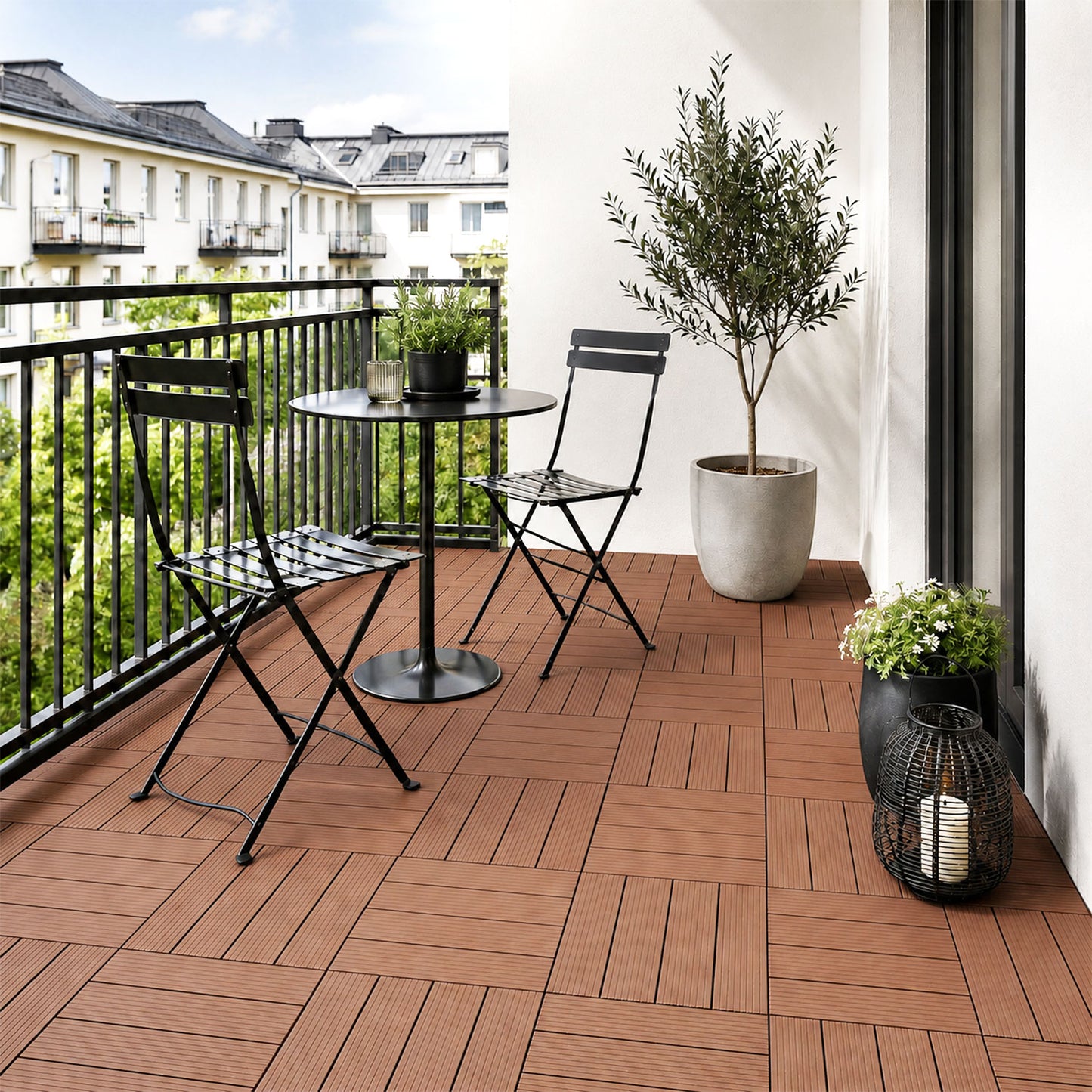 Hengda 30x30cm PP Terrassenfliesen, Kunststoff-Bodenbelag