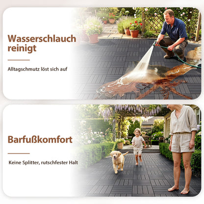 Hengda 30x30cm PP Terrassenfliesen, Kunststoff-Bodenbelag