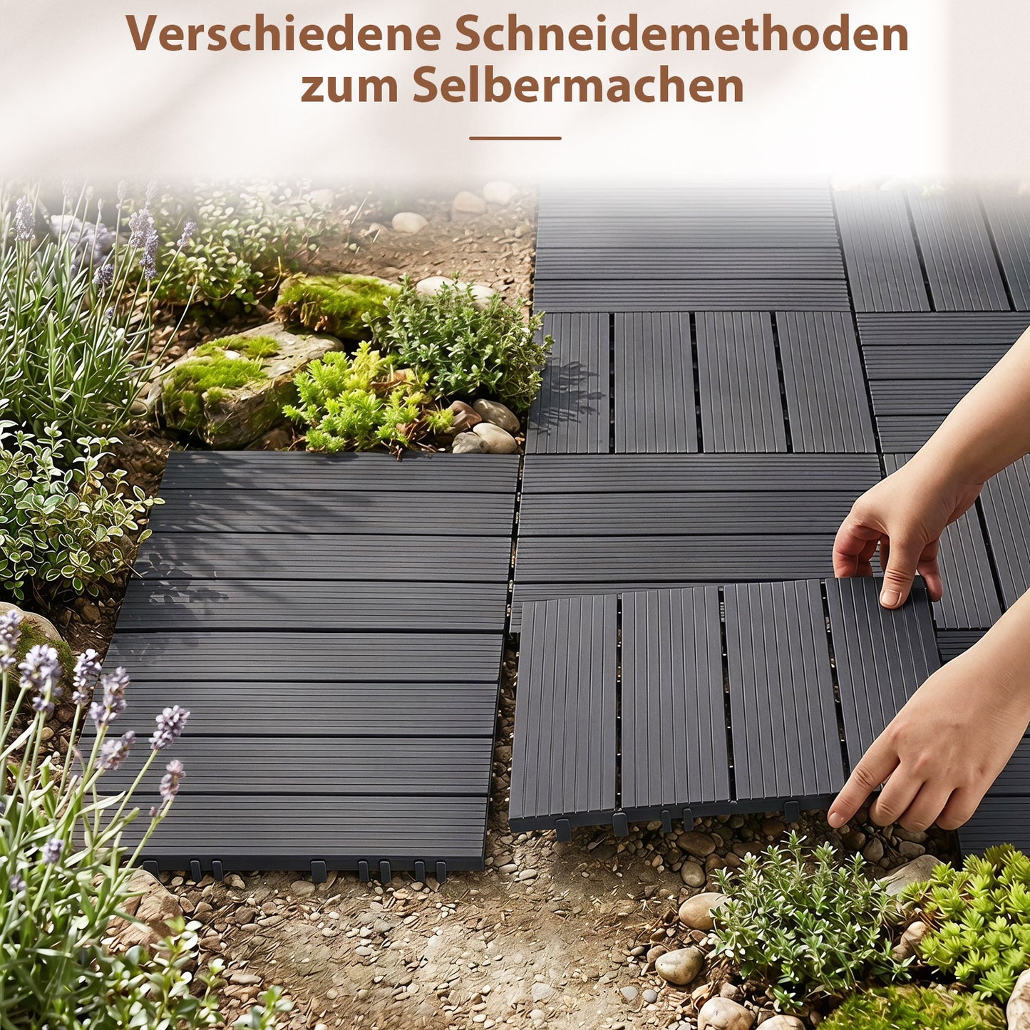 Hengda 30x30cm PP Terrassenfliesen, Kunststoff-Bodenbelag