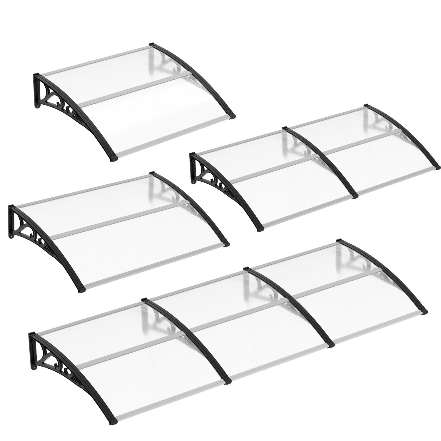 Hengda Vordach für Haustür, 5 mm Überdachung, Transparentes Pultbogenvordach, Polycarbonat Pultvordach, Türdach für draußen