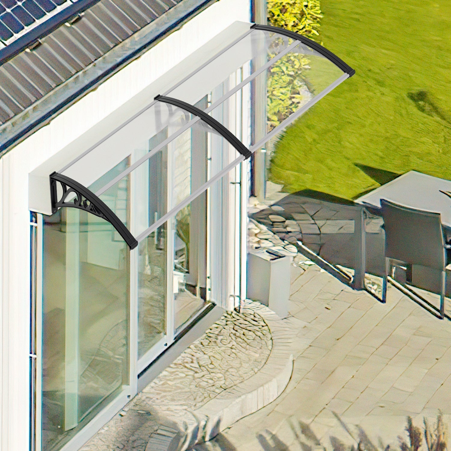 Hengda Vordach für Haustür, 5 mm Überdachung, Transparentes Pultbogenvordach, Polycarbonat Pultvordach, Türdach für draußen