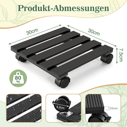 Hengda WPC Pflanzenroller, Eckig Rollbretter für Pflanzen, Rolluntersetzer