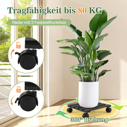 Hengda WPC Pflanzenroller, Eckig Rollbretter für Pflanzen, Rolluntersetzer