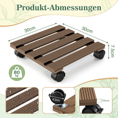 Hengda WPC Pflanzenroller, Eckig Rollbretter für Pflanzen, Rolluntersetzer