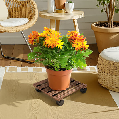 Hengda WPC Pflanzenroller, Eckig Rollbretter für Pflanzen, Rolluntersetzer