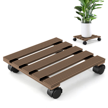 Hengda WPC Pflanzenroller, Eckig Rollbretter für Pflanzen, Rolluntersetzer