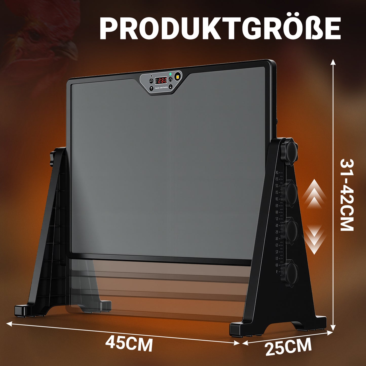 Hengda Wärmeplatte Küken 300W, 30-75°C Hühnerstall Heizung, Doppelseitige Höhenverstellbar