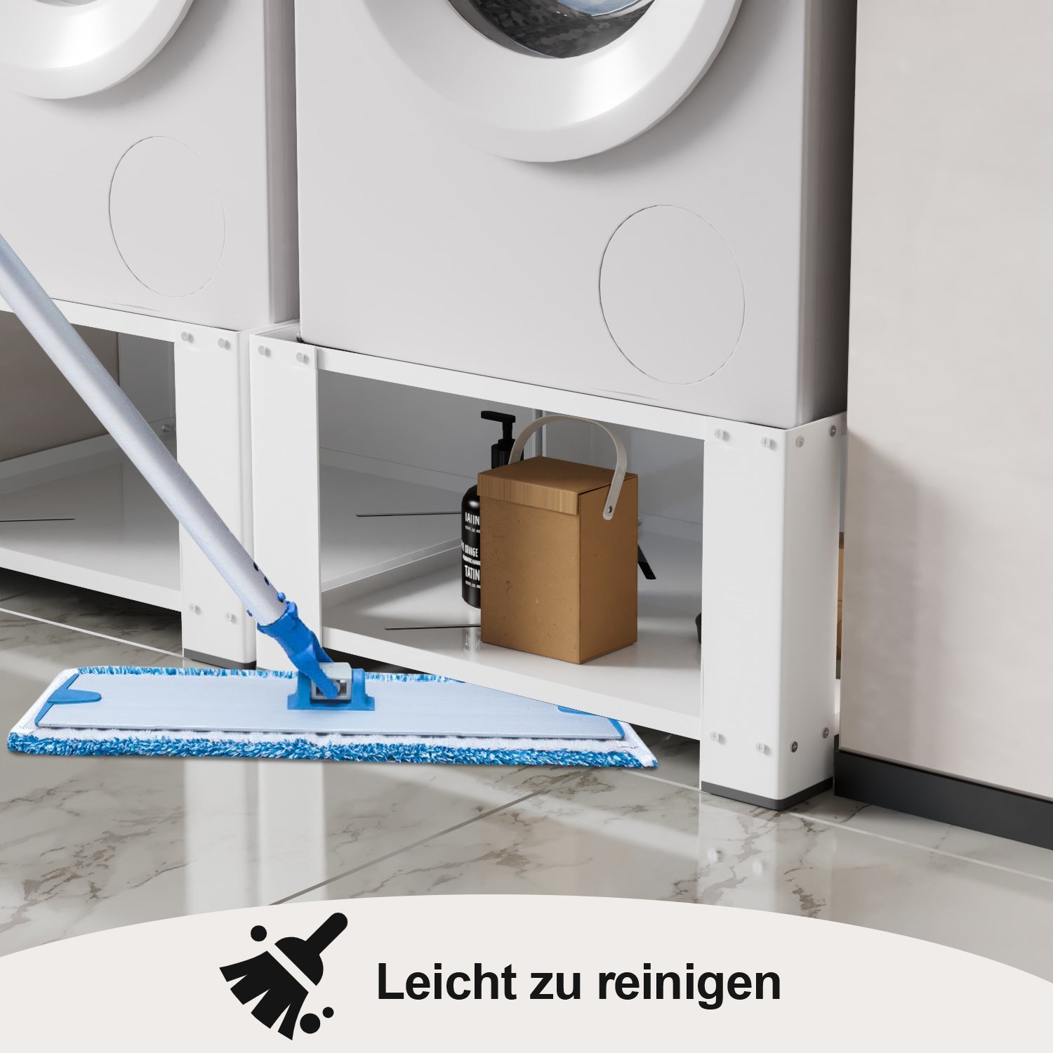 Hengda Waschmaschinen Untergestell mit Einlegeböden, Waschmaschinensockel, Waschmaschinen-Unterschrank für Waschmaschinen & Trockner