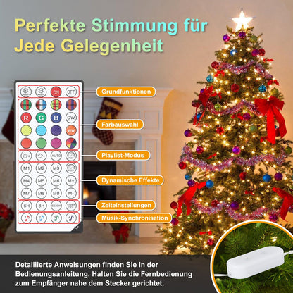 Hengda RGBIC LED Lichterkette Außen IP65 | Farbwechsel Weihnachtslichterkette Dimmbar | LED Lichterkette für Garten, Balkon, Party & Innenbereich