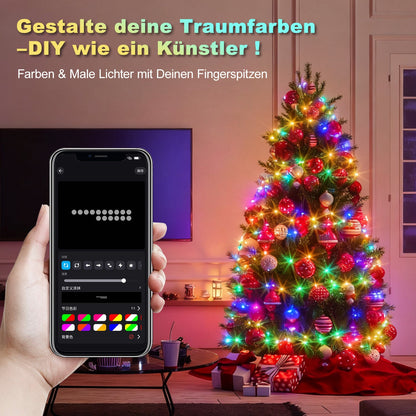 Hengda RGBIC LED Lichterkette Außen IP65 | Farbwechsel Weihnachtslichterkette Dimmbar | LED Lichterkette für Garten, Balkon, Party & Innenbereich