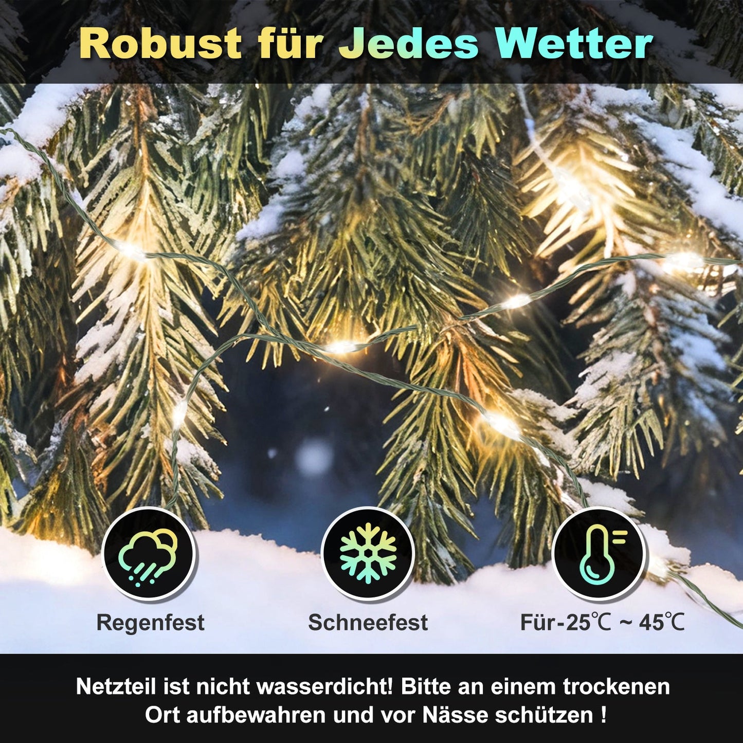 Hengda RGBIC LED Lichterkette Außen IP65 | Farbwechsel Weihnachtslichterkette Dimmbar | LED Lichterkette für Garten, Balkon, Party & Innenbereich