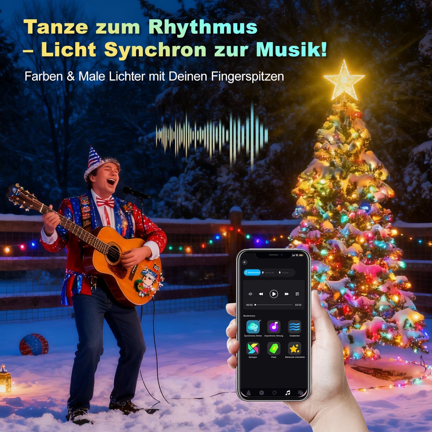 Hengda RGBIC LED Lichterkette Außen IP65 | Farbwechsel Weihnachtslichterkette Dimmbar | LED Lichterkette für Garten, Balkon, Party & Innenbereich