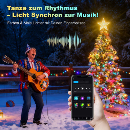 Hengda RGBIC LED Lichterkette Außen IP65 | Farbwechsel Weihnachtslichterkette Dimmbar | LED Lichterkette für Garten, Balkon, Party & Innenbereich