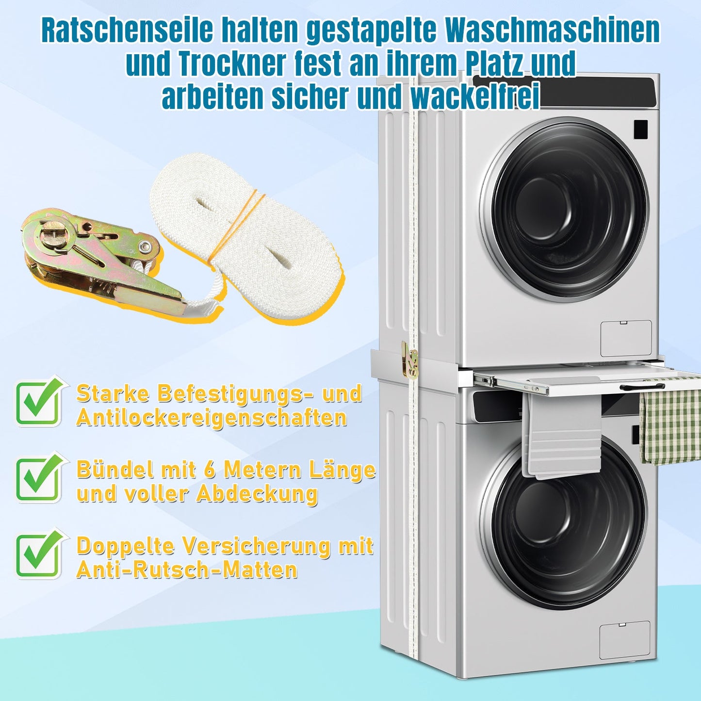 Hengda Zwischenbaurahmen mit Ausziehplatte, Universell Verbindungsrahmen für Waschmaschine und Trockner, Stapelset mit Handtuchhalter
