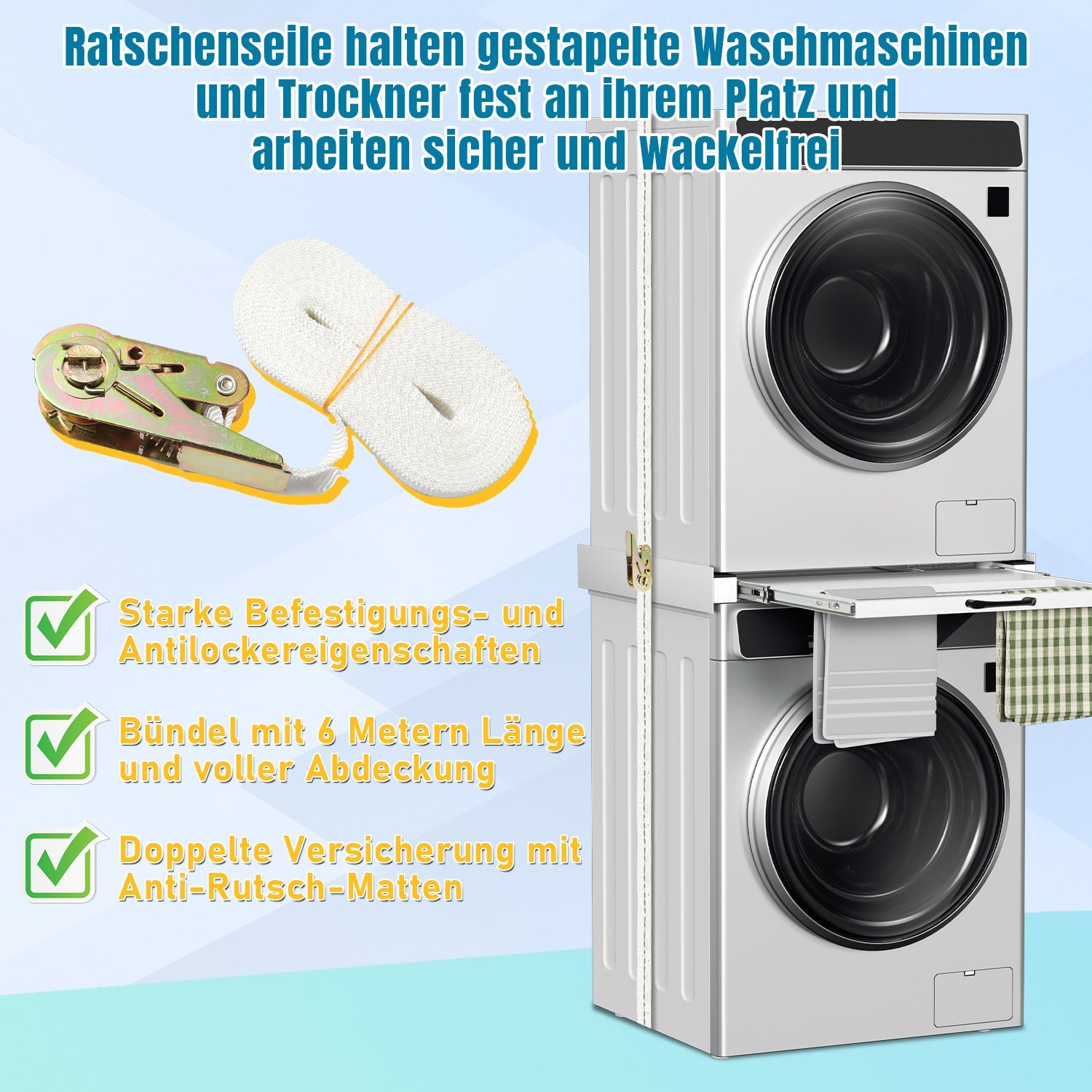 Hengda Zwischenbaurahmen mit Ausziehplatte, Universell Verbindungsrahmen für Waschmaschine und Trockner, Stapelset mit Handtuchhalter