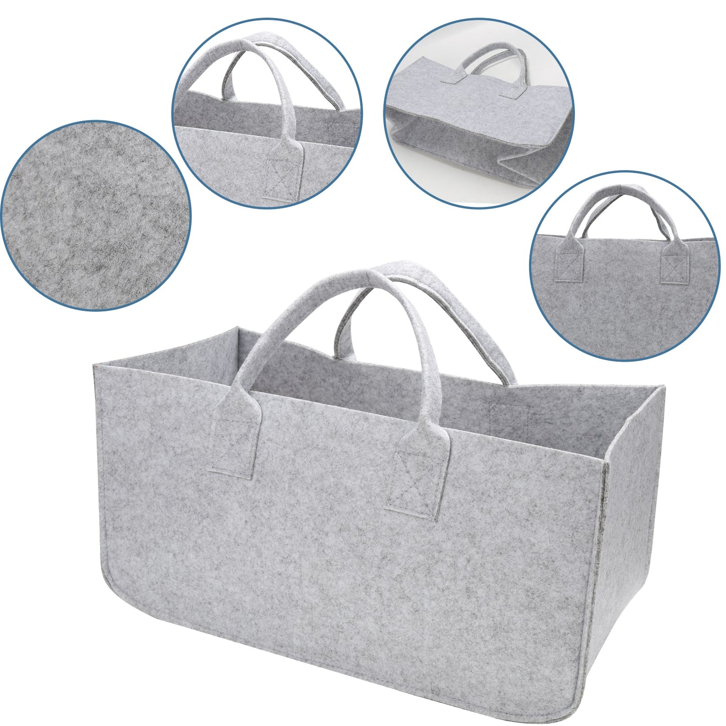 Hengda 2x Filztasche Aufbewahrungskorb Holz Korb Filz Socken Holzkorb Faltbar Kaminholz