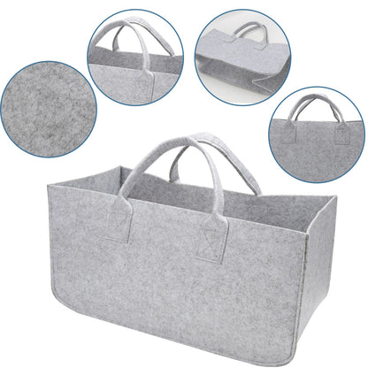 Hengda 2x Filztasche Aufbewahrungskorb Holz Korb Filz Socken Holzkorb Faltbar Kaminholz