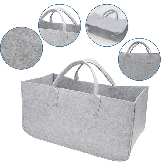 Hengda 2x Filztasche Aufbewahrungskorb Holz Korb Filz Socken Holzkorb Faltbar Kaminholz