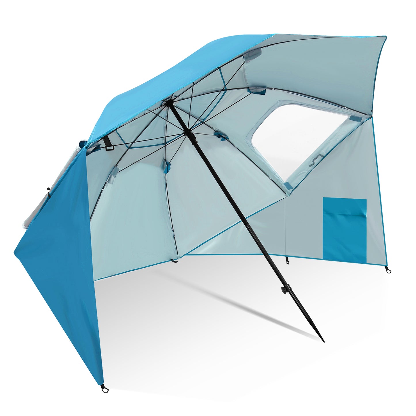 Hengda 2-in-1 Alu Strandschirm, Strandmuschel & Sonnenschirm Ø210×220 cm UV50+, mit Windschutz, faltbar & leicht