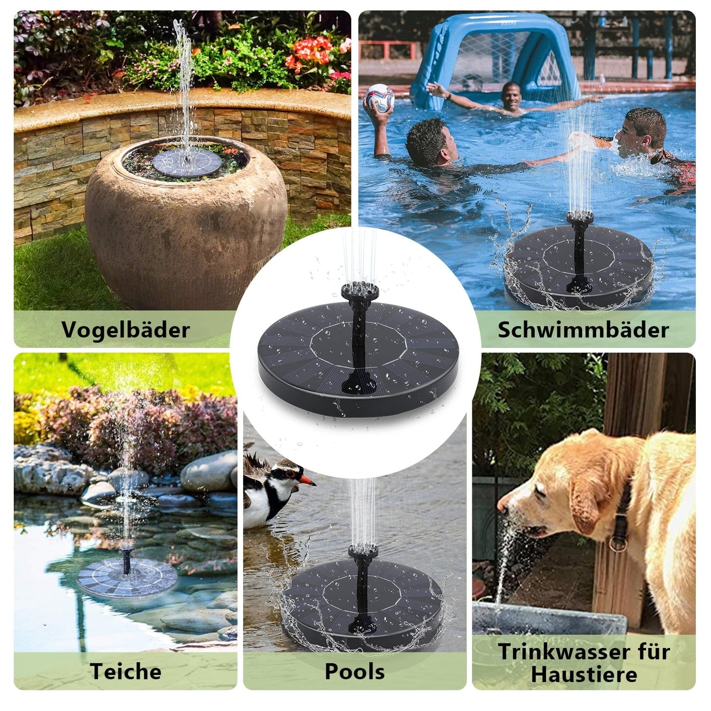 Hengda SolarPumpe solar springbrunnen Fontäne Teichpumpe Teich Wasserspiel 16cm kleiner