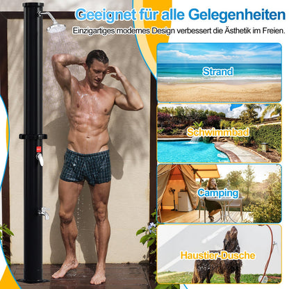 Hengda Solar Gartendusche 20/35/40 L mit Regenduschkopf & Schutzhaube | Solardusche bis 60 °C ohne Strom | Outdoor Pooldusche für Garten, Camping & Terrasse