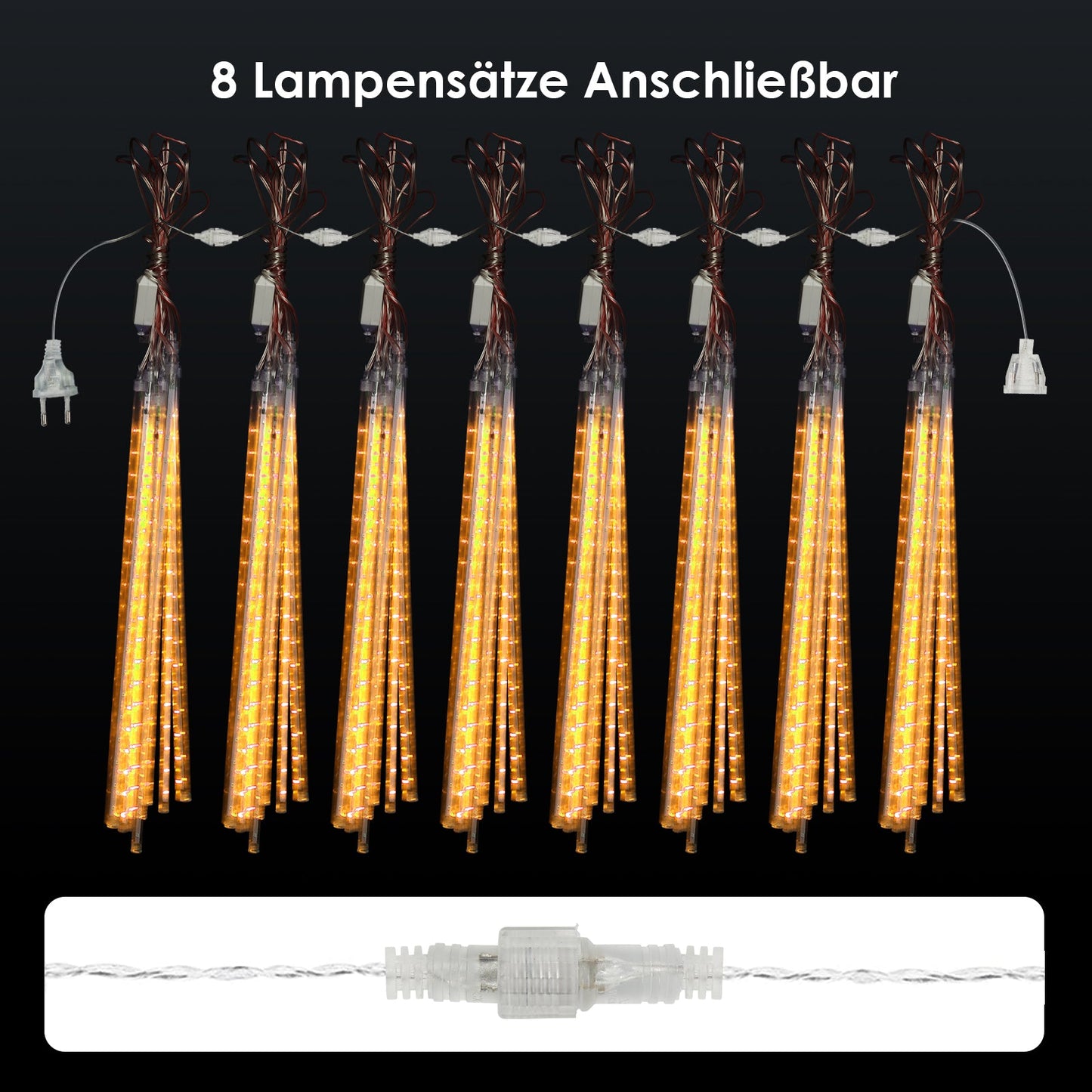Hengda 360 LED Eiszapfen Lichterkette Eisregen Meteorschauer Außenbereich Lichterregen