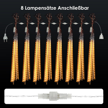 Hengda 360 LED Eiszapfen Lichterkette Eisregen Meteorschauer Außenbereich Lichterregen