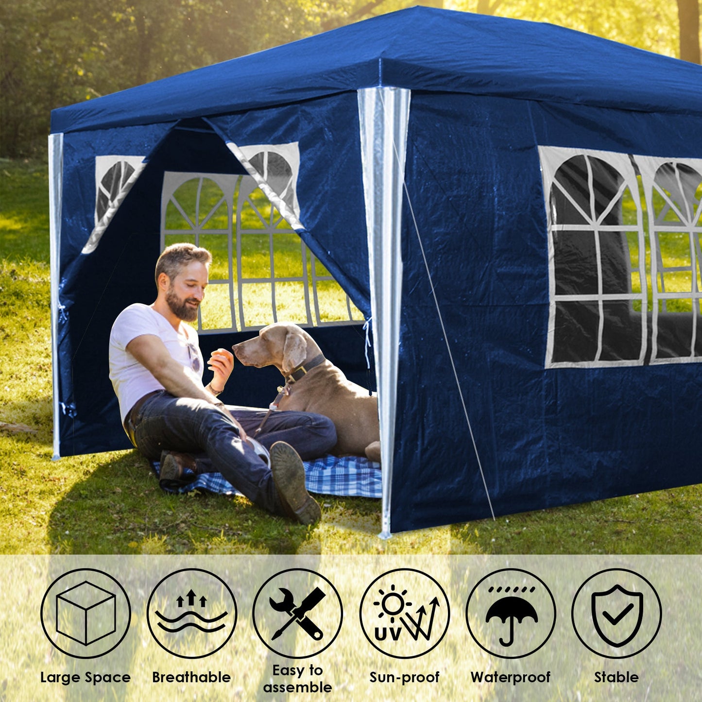 Hengda Gartenpavillon Partyzelt Pavillon Gartenzelt Hochzeit Festzelt 3x3-3x9m