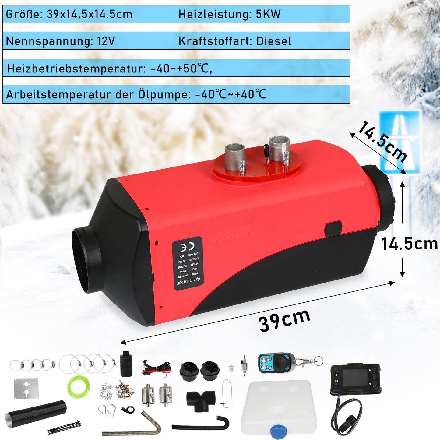 Hengda 5KW 12V Diesel Auto Heizung Standheizung Luftheizung Air Heater LCD PKW LKW
