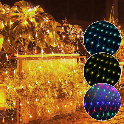 Hengda LED Lichternetz Lichtervorhang Lichterkette Außenlichterkette Strip 8 Modi