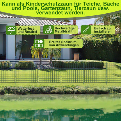 Teichzaun Gartenzaun Metall Steckzaun Set