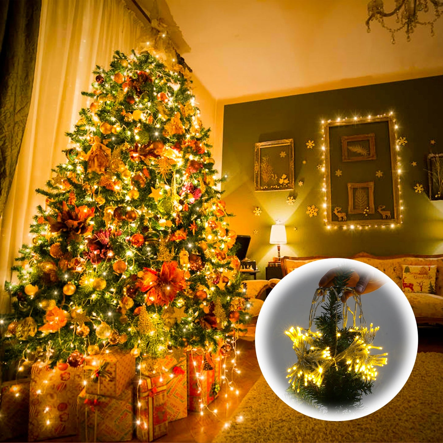 Hengda 200/280 LED Lichterkette Dekobeleuchtung Weihnachtsbaum Weihnachten Tannenbaum