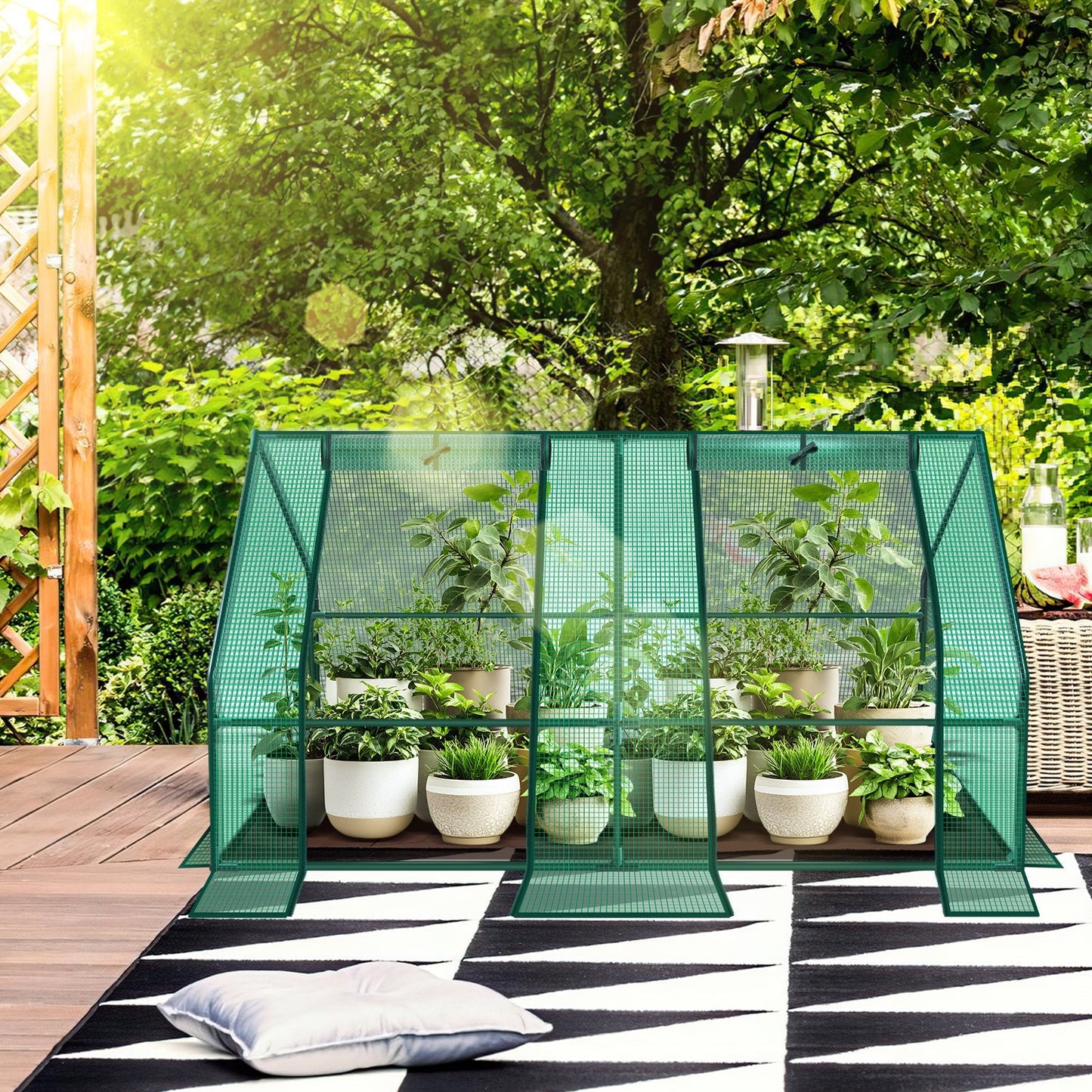 Hengda Gewächshaus Klein 180×90×90 cm | Foliengewächshaus mit UV-beständiger PE-Plane | Tomatenhaus Treibhaus für Balkon, Garten & Frühbeet Pflanzenanzucht