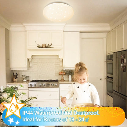 Hengda 24W Led Deckenleuchte Dimmbar, Sternenhimmel Deckenlampe, mit Fernbedienung, 2160LM, 2700-6500K, IP44