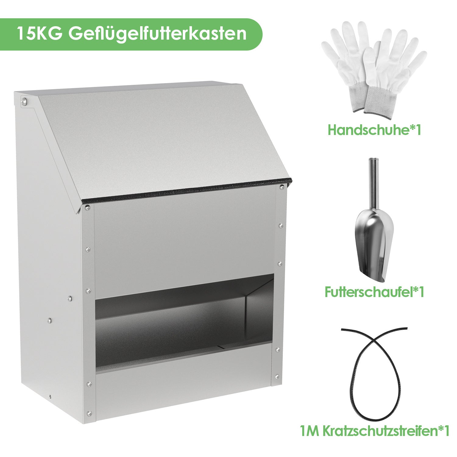 Hühnerfutterautomat 4,5 kg / 11,5 kg mit Deckel & Wandhalterung