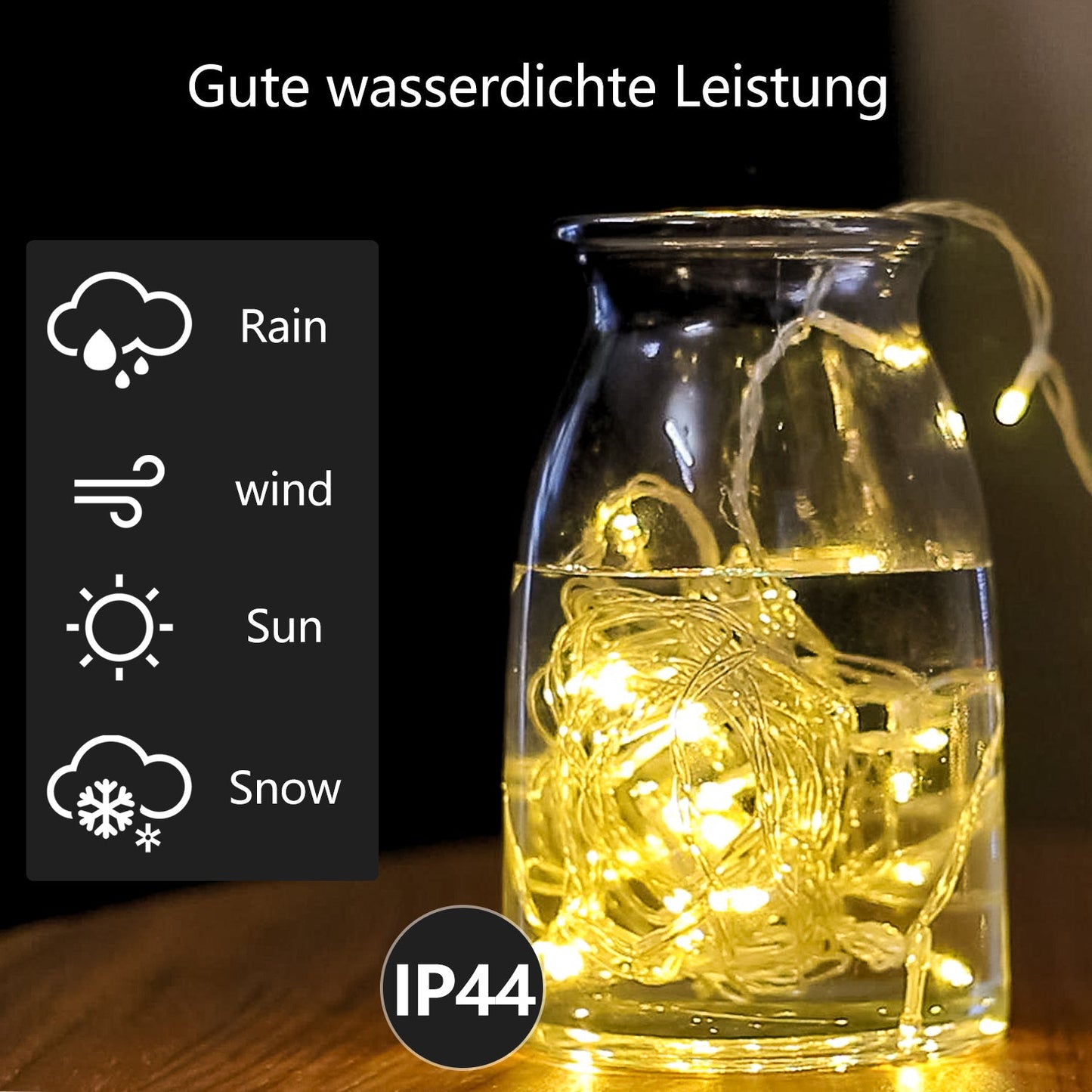 Hengda LED Lichterkette Warmweiß Kaltweiß Bunt Wasserdichte IP44 8 Modi Lichterkette für Party, Garten, Weihnachten