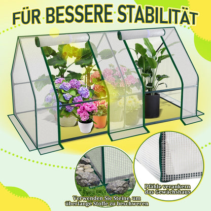 Hengda Gewächshaus Klein 180×90×90 cm | Foliengewächshaus mit UV-beständiger PE-Plane | Tomatenhaus Treibhaus für Balkon, Garten & Frühbeet Pflanzenanzucht