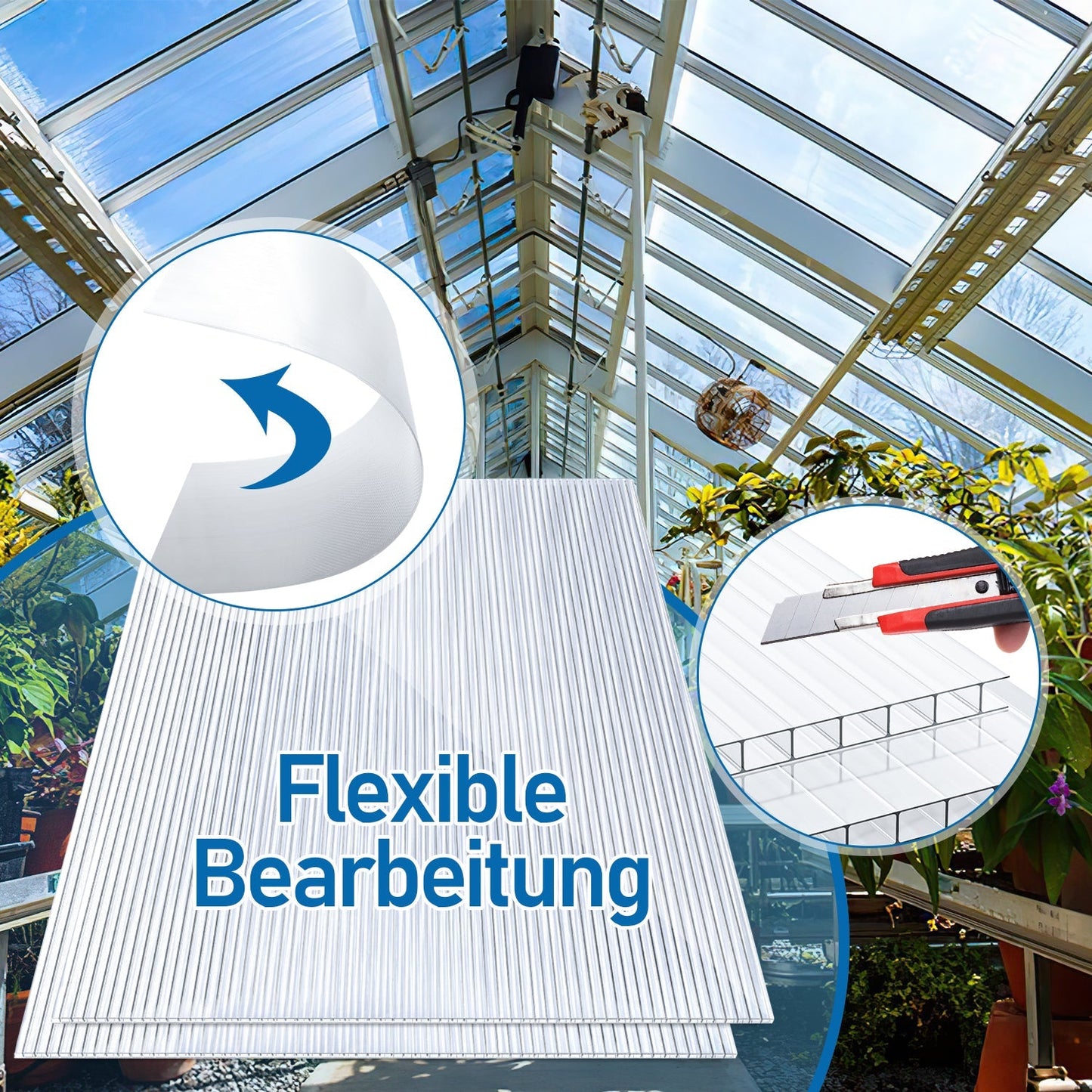Hengda 14x Hohlkammerplatten 4 mm Transparent | Doppelstegplatten Gewächshaus | Polycarbonat Treibhausplatten 60.5 x 121cm | 10,25 m², für Frühbeet, Garten & Überdachung