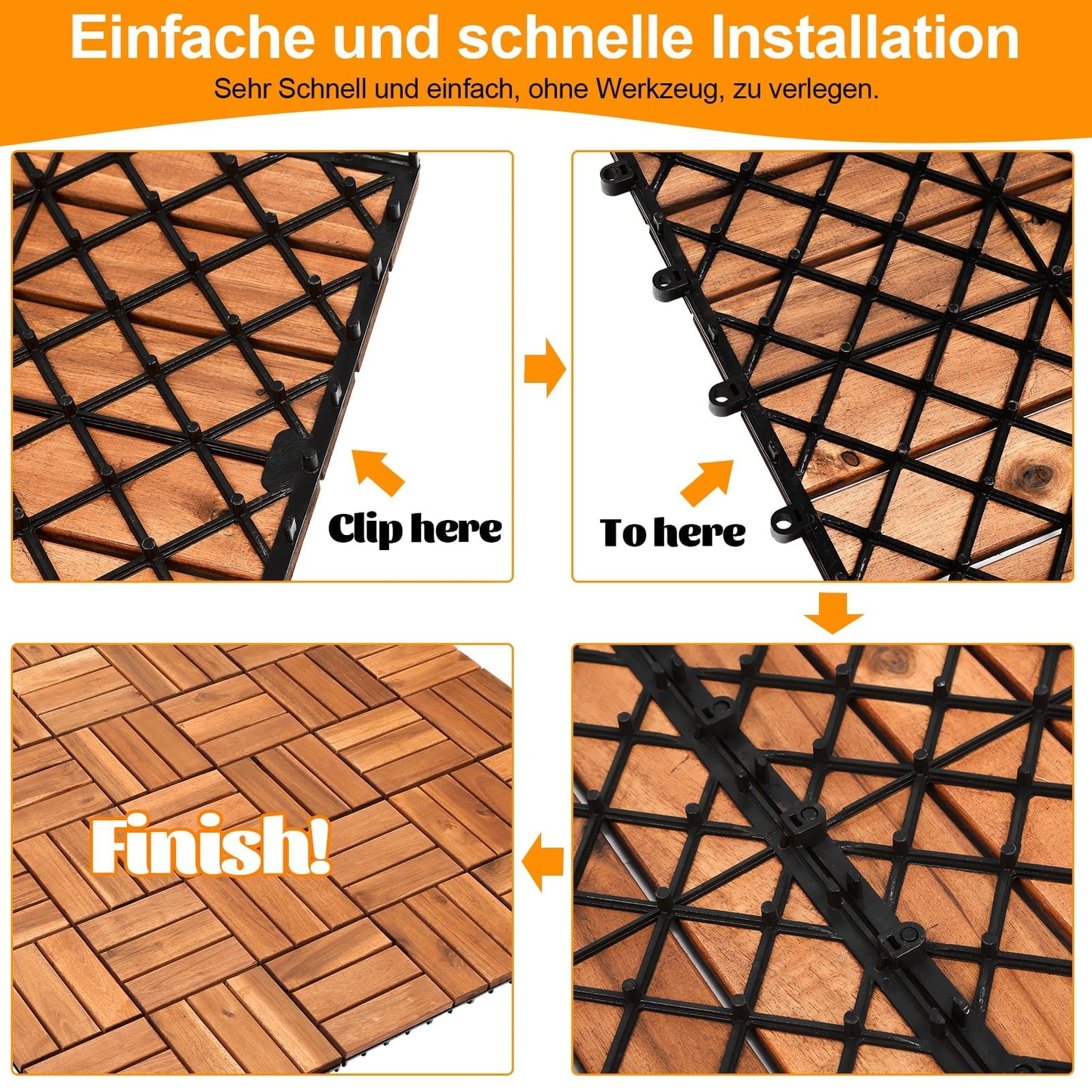 Hengda DIY-Holzböden für den Garten Terrassendielen Balkon dekorative Bodenbeläge