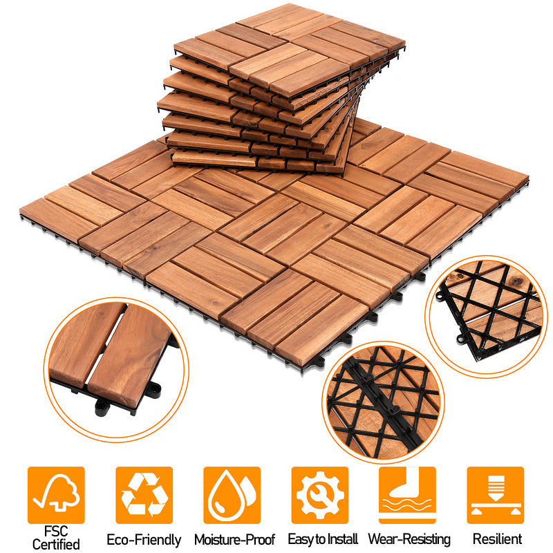 Hengda Holzfliesen aus Akazienholz Balkon Terrassenfliesen Garten Fliesen 1m²-5m²